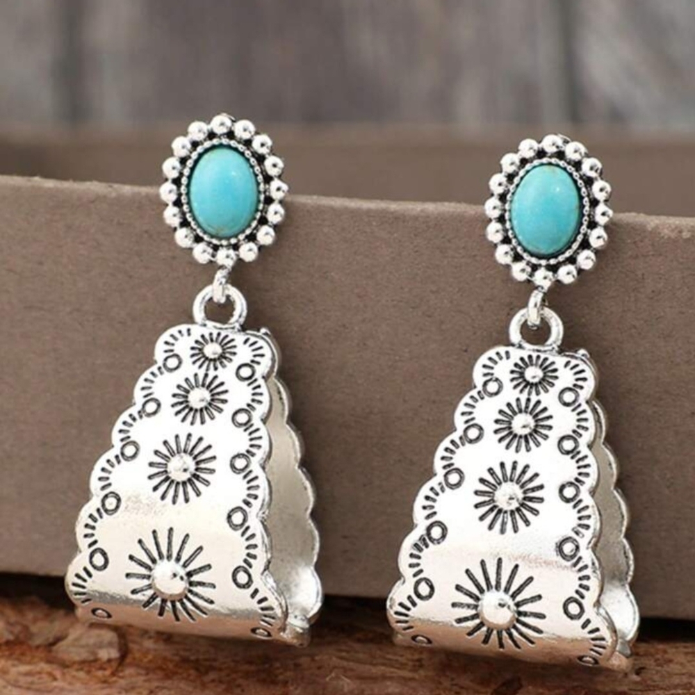 Silver Turquoise Earrings - Picture 1 of 4